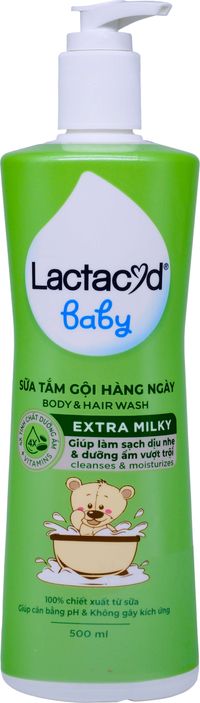Sữa tắm gội Lactacyd Baby Extra Milky cho bé (Chai lớn)