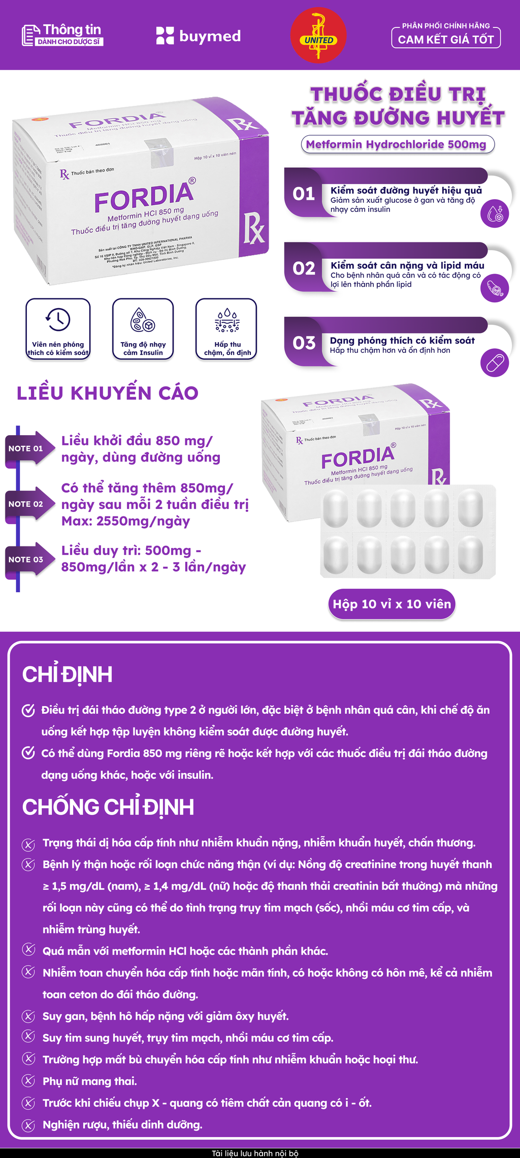 Fordia 850mg United Pharma (h/100v)