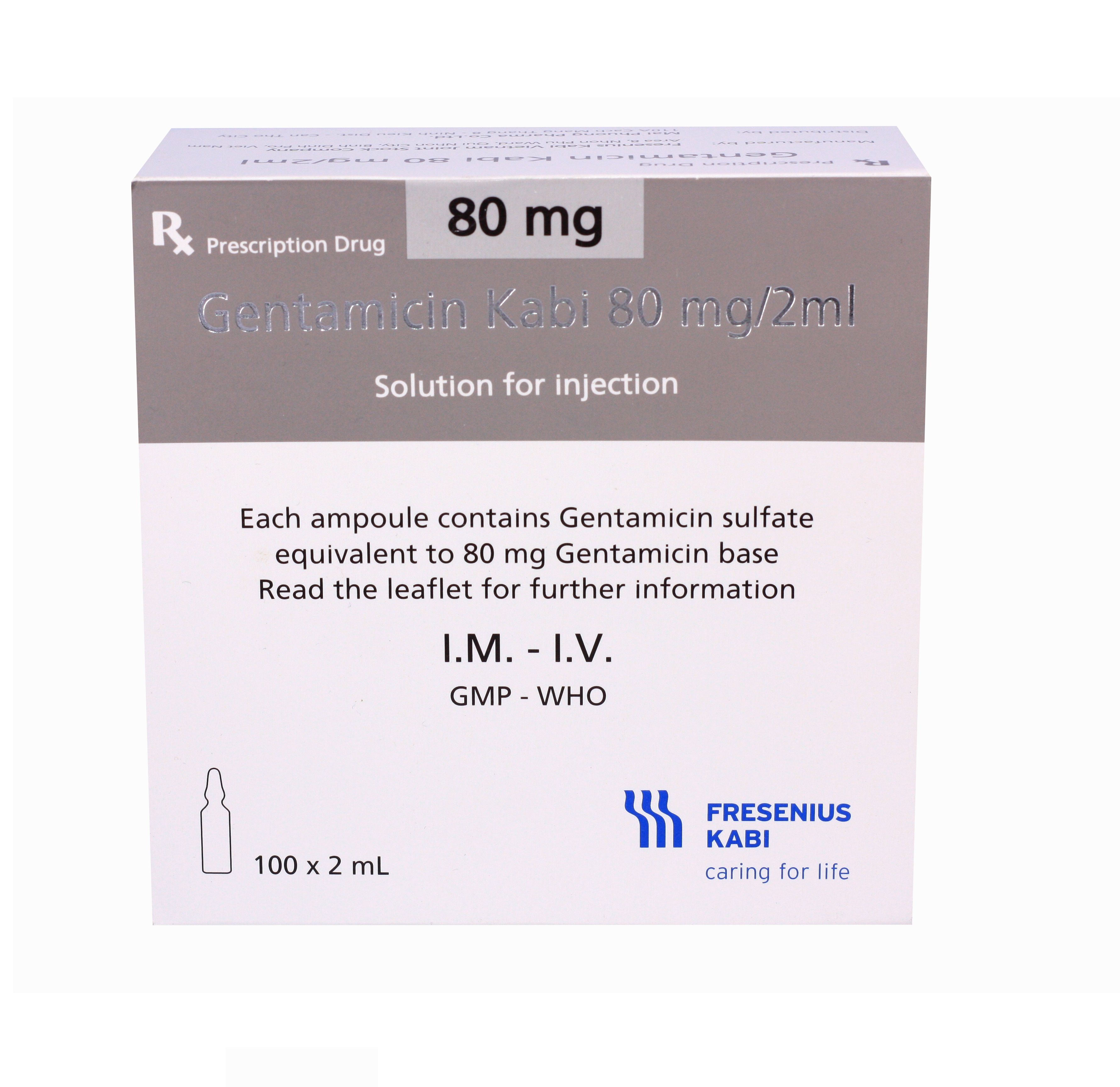 Gentamicin 80mg/2ml Inj Kabi (h/100o/2ml)