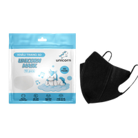 Khẩu trang màu đen 5D Unicorn (Gói 10 cái)