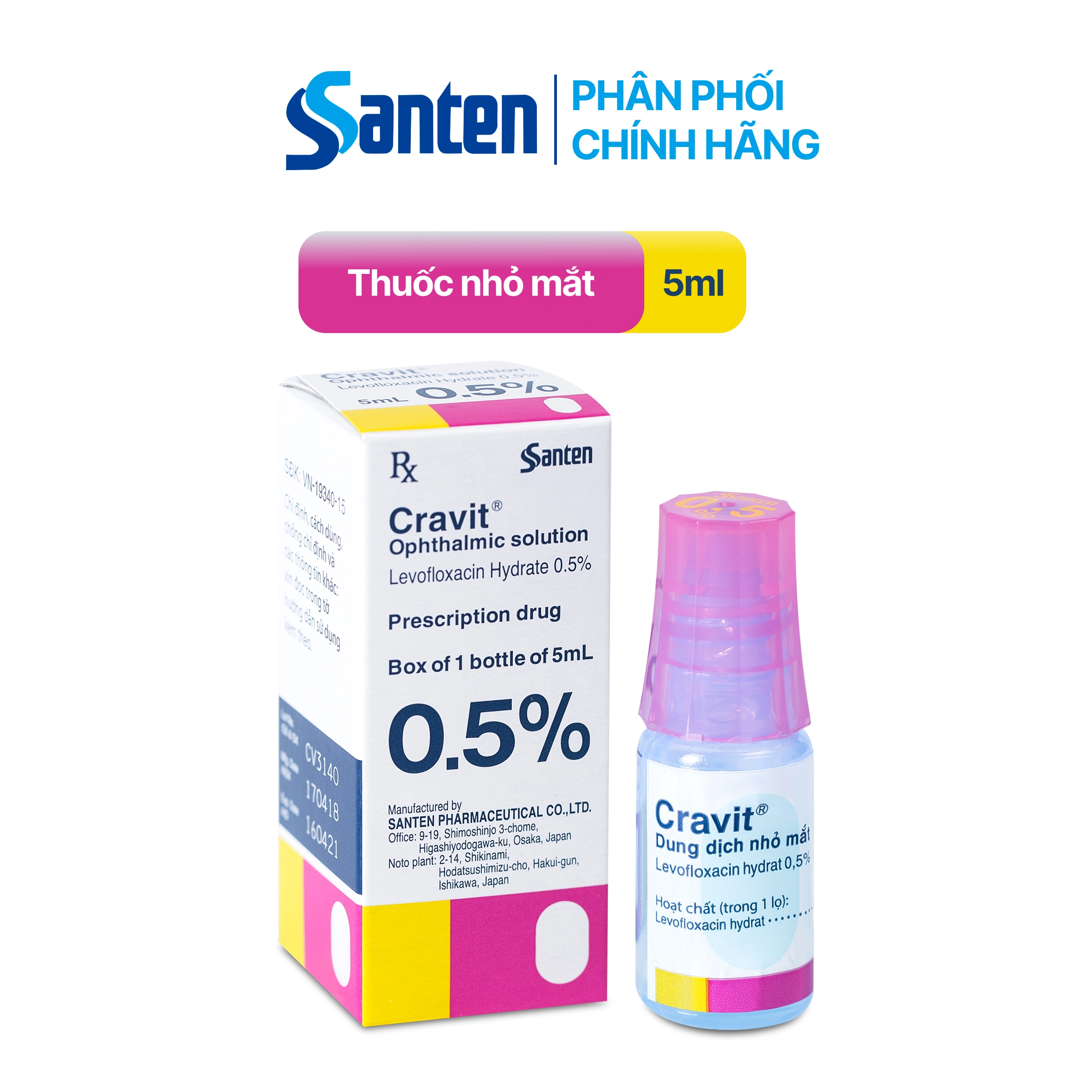 Cravit Ophthalmic Solution 0.5% Santen (c/5ml)