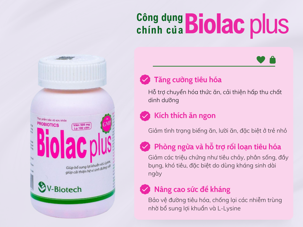 Biolac Plus V-biotech Bổ Sung Men Vi Sinh (c/100v)