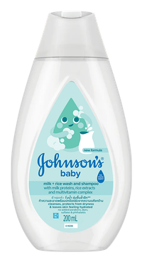 Sữa tắm gội Johnson's Baby Milk + Rice chứa sữa và gạo (Chai 200ml)