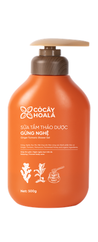 Sữa tắm thảo dược Gừng Nghệ Cỏ Cây Hoa Lá (Chai 500 gram)