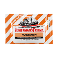 Kẹo ngậm con tàu Fisherman's Friend quýt gừng mandarin cam (Gói 19 viên ngậm)